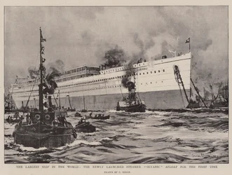 The Largest Ship in the World, the Newly Launched Steamer Oceanic Afloat for the First Time
